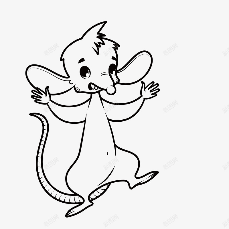 黑色卡通线条老鼠图标png_新图网 https://ixintu.com 免抠图 动物 卡通老鼠 手绘老鼠 效果图 简笔鼠 线条老鼠 老鼠 老鼠生日 装饰图 装饰画 黑色老鼠