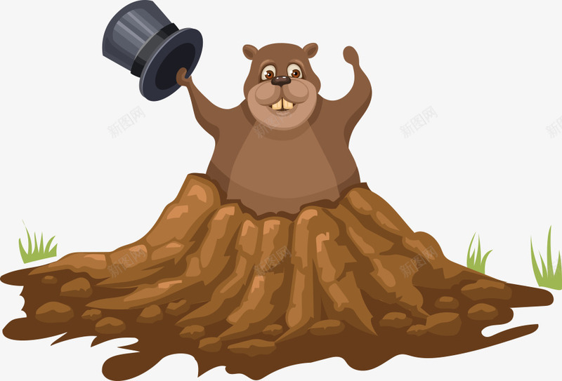 树洞里的小熊png免抠素材_新图网 https://ixintu.com 动物 动物插画 小熊 帽子 树洞