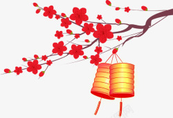 梅花灯笼高高挂素材