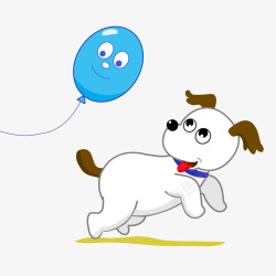 追着气球的小狗矢量图素材