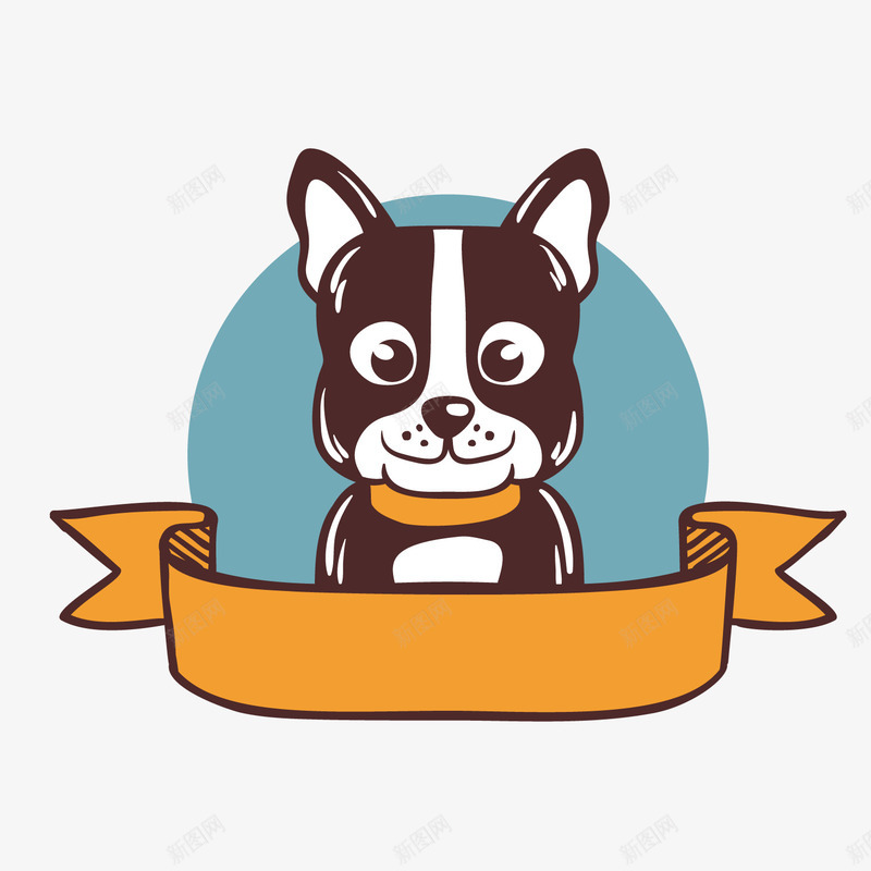卡通宠物标签png免抠素材_新图网 https://ixintu.com 卡通动物 可爱小狗 宠物标签 背景装饰 黑色小狗