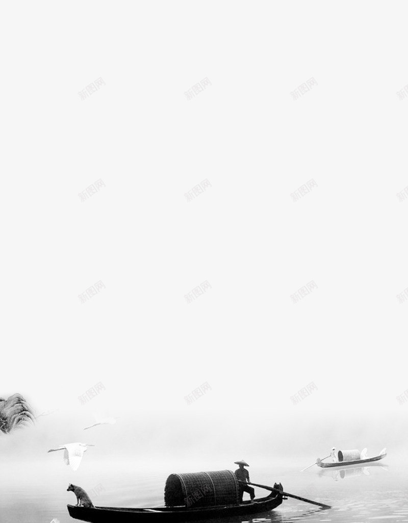 一人水上悠闲划船psd免抠素材_新图网 https://ixintu.com 中国风 平面设计 水墨划船 水墨画 水面 海报设计