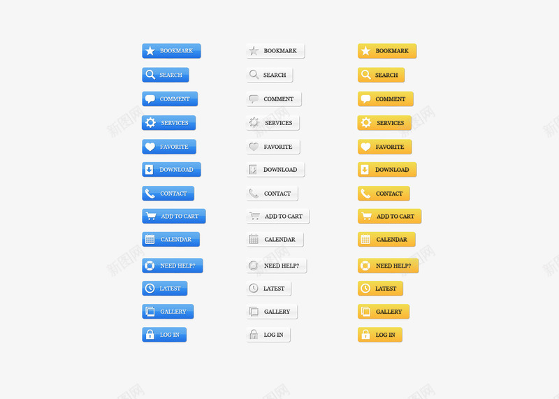 一组网页常用按钮图标psd_新图网 https://ixintu.com 常用按钮 网购 网页 选择