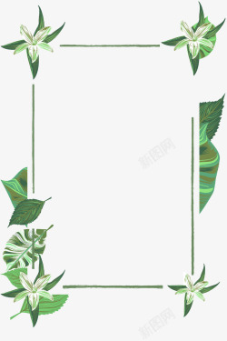 绿色树叶花朵装饰边框素材