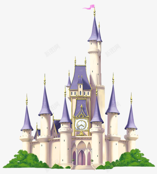 卡通紫色城堡png免抠素材_新图网 https://ixintu.com 卡通 城堡 房子 紫色