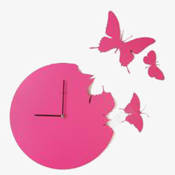 粉色钟表创意蝴蝶钟高清图片