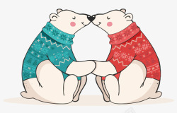 卡通接吻的北极熊矢量图素材