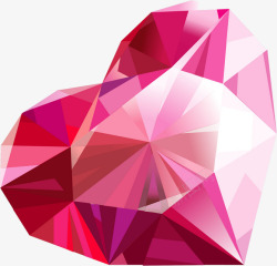 钻石水晶花朵装饰卡通手绘粉色水晶钻石心形高清图片