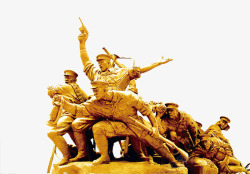 冲锋雕塑建军节雕像透明图高清图片