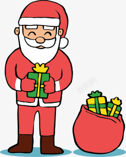 分发礼物分发礼物的圣诞老人矢量图高清图片