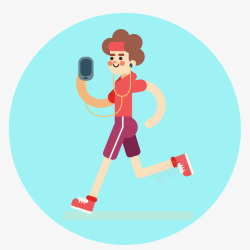 有氧健身运动戴耳机女士人物马拉松比赛素矢量图高清图片