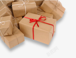 很多礼盒牛皮纸礼物包装盒高清图片
