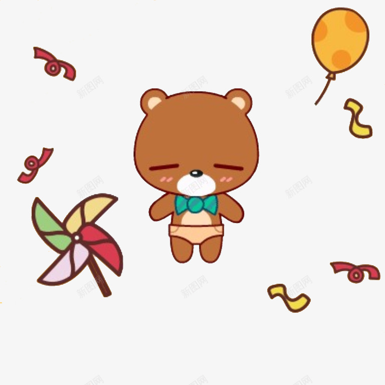 可爱的小熊png免抠素材_新图网 https://ixintu.com 卡通 可爱的 呆萌的 小熊 插图 纸风车 难过的