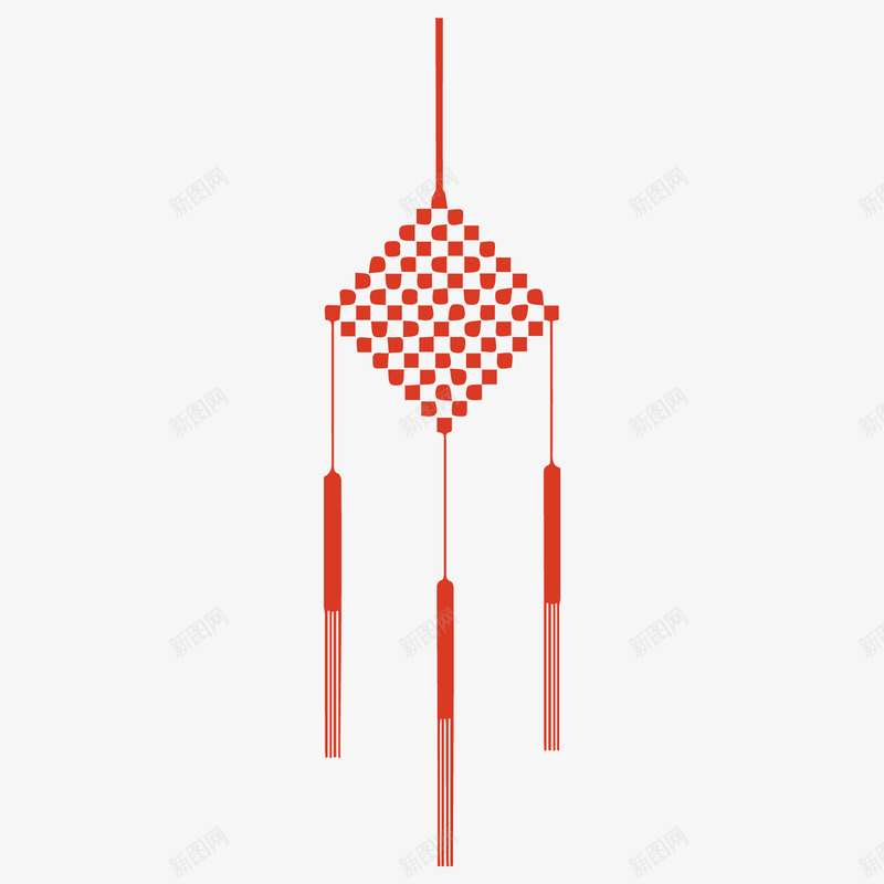 红色方格装饰中国结元素png免抠素材_新图网 https://ixintu.com 剪纸 悬挂 扁平化 方格 红色 绳子 装饰