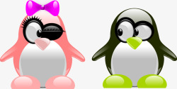 绿色企鹅企鹅情侣高清图片