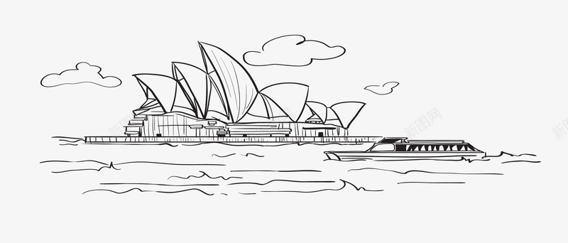 简笔悉尼音乐厅画png免抠素材_新图网 https://ixintu.com 建筑 悉尼 旅游 画 简笔 音乐厅