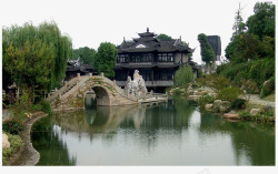 江南小桥流水水生态园林高清图片