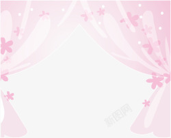 卡通粉红可爱窗纱素材