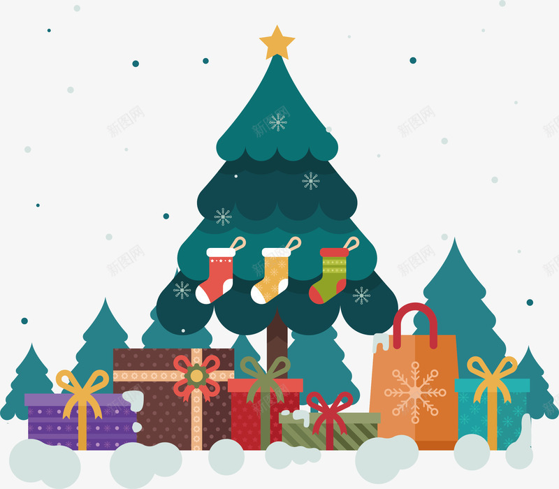 圣诞树礼物堆png免抠素材_新图网 https://ixintu.com 圣诞树 圣诞礼物 矢量png 礼物 礼物堆 送礼物