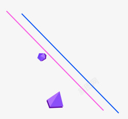 漂浮直线紫色立体钻石直线高清图片