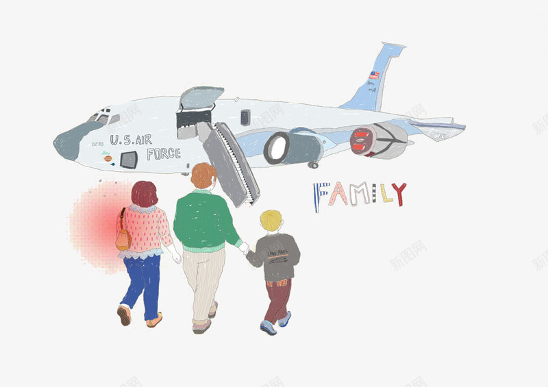 手绘家庭旅行png免抠素材_新图网 https://ixintu.com 一家三口 一家三口插画 一家人 手绘一家人 旅游 旅行 温馨的一家人 爸爸妈妈和我 飞机