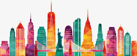 城市彩色剪影纽约png免抠素材_新图网 https://ixintu.com 剪影 彩色城市 纽约