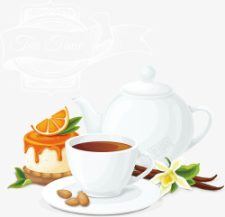 蛋糕橙子自制下午茶柠檬红茶矢量图高清图片