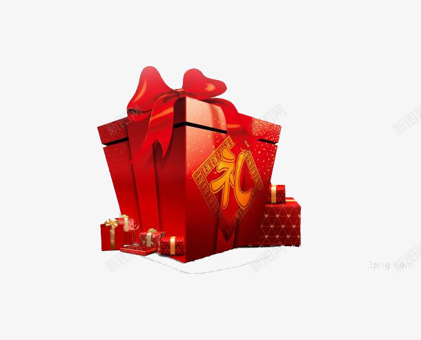 新年大红礼物盒png免抠素材_新图网 https://ixintu.com banner设计装饰 专题礼物盒 新年 礼物盒