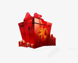 新年专题新年大红礼物盒高清图片
