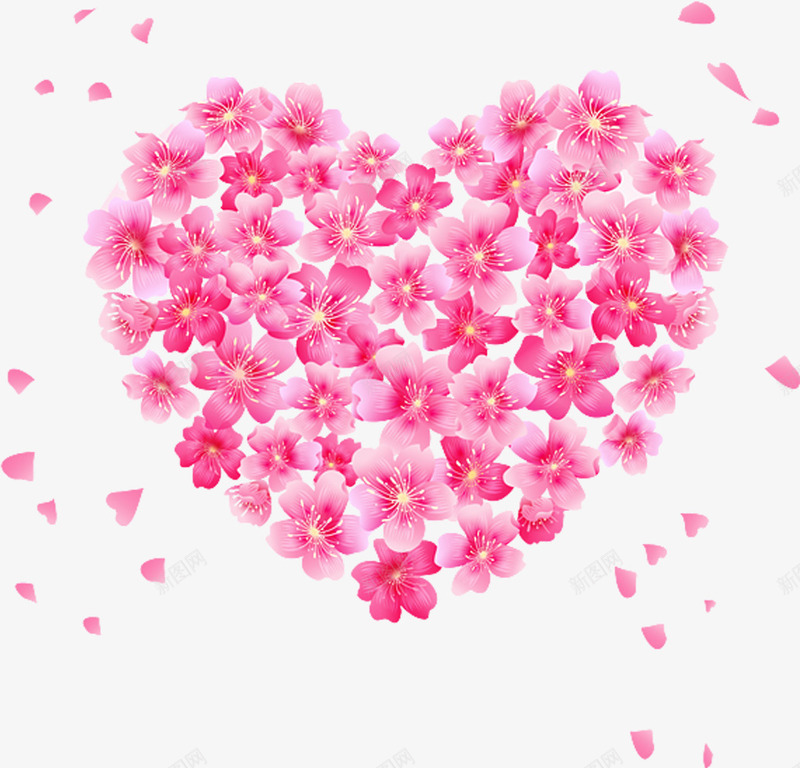 粉色甜蜜花朵造型爱心png免抠素材_新图网 https://ixintu.com 爱心 甜蜜 粉色 花朵 造型