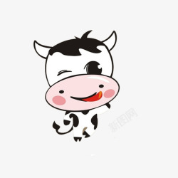黑白扁平创意卡通扁平枫小奶牛高清图片