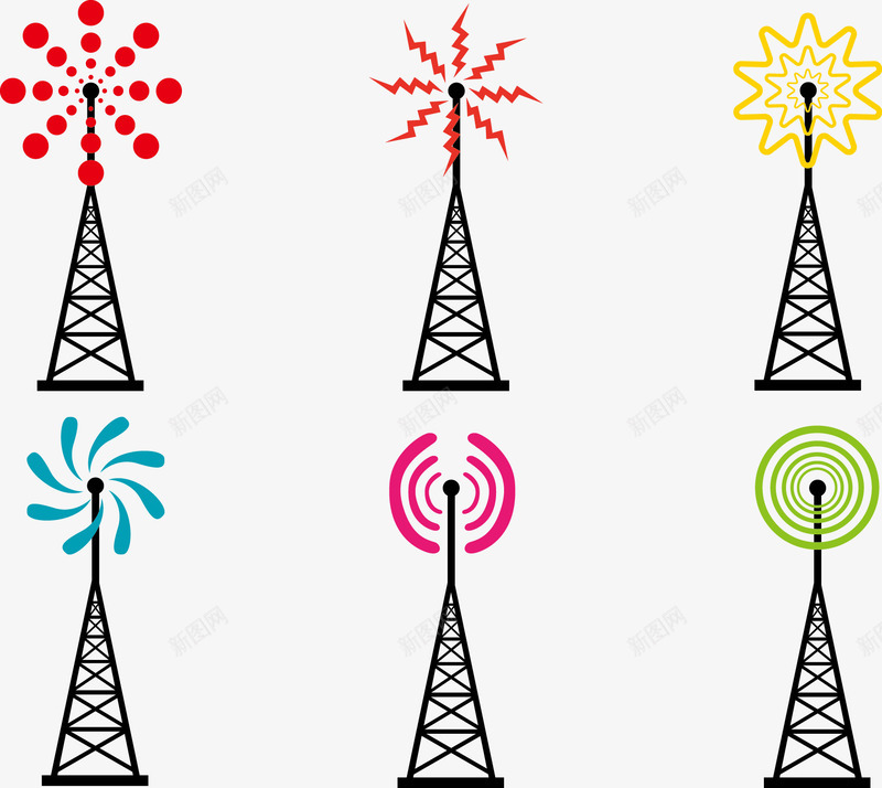 信号塔矢量图eps免抠素材_新图网 https://ixintu.com 信号塔 噪音 基站 无线基站 矢量图 网络 通信基站