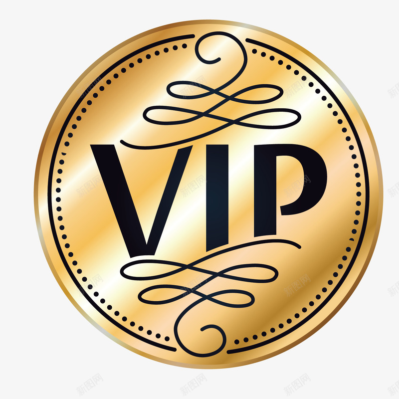 VIP创意png免抠素材_新图网 https://ixintu.com vip 会员 圆形标志 标签 渐变 矢量图形 金属色 金色创意 高贵