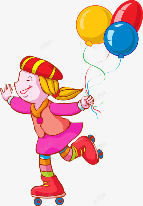 牵气球的小女孩png免抠素材_新图网 https://ixintu.com 女孩 好看 简单 粉色
