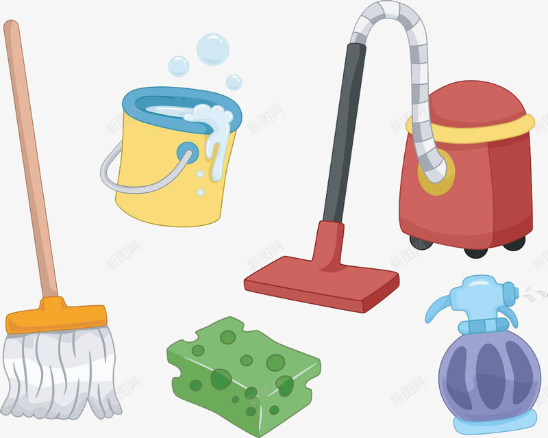 清洁卫生工具png免抠素材_新图网 https://ixintu.com 卡通手绘 手拿抹布 打扫 清洁 清理