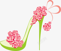 花朵高跟鞋矢量图素材