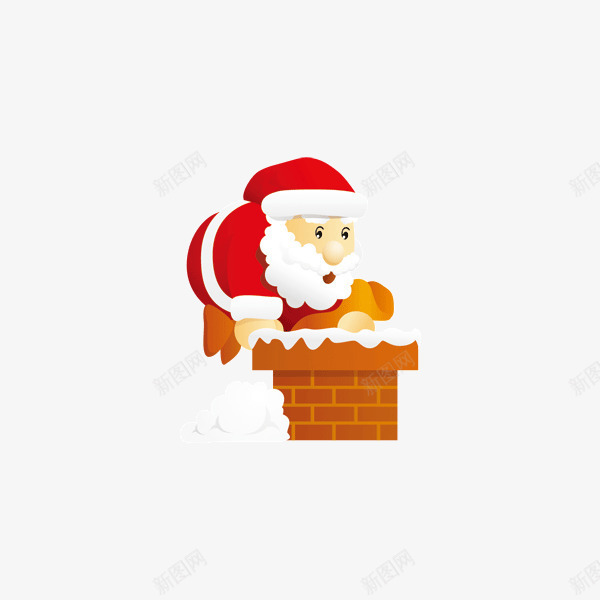 圣诞老人爬烟囱png免抠素材_新图网 https://ixintu.com 圣诞 圣诞老人 圣诞节