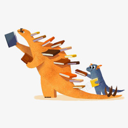 小恐龙看书素材
