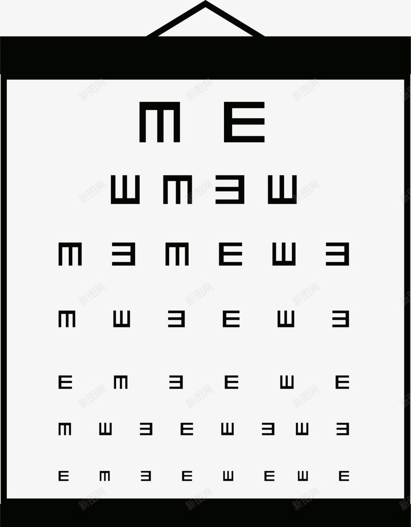 黑色眼科视力对照表图标png_新图网 https://ixintu.com 保护眼睛 全球爱眼日 医疗 眼睛 视力 视力对照表