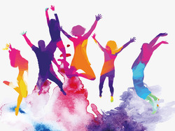 跳跃色彩色彩绚丽五四青年节跳跃欢呼的年高清图片