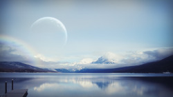 月光下的湖面全屏背景海报七夕背景