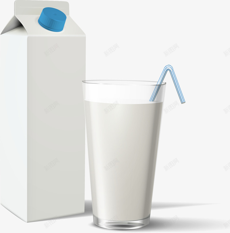 手绘牛奶矢量图ai免抠素材_新图网 https://ixintu.com 包装 吸管 手绘 牛奶 玻璃杯 纸盒牛奶 矢量图