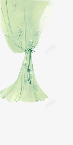 绿色古典清新风格窗帘素材