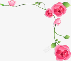 粉色玫瑰边框七夕素材