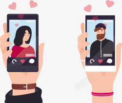 浪漫情侣手机矢量图素材