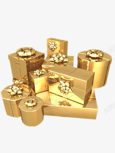 金色礼品盒png免抠素材_新图网 https://ixintu.com 礼盒 装饰 金色 锡箔纸