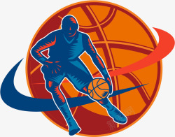 篮球手运动员运球木刻插画高清图片