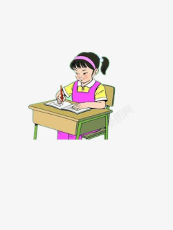 坐姿端正写作业的小女生高清图片