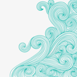 浪花纹理图片绿色中国风线条浪花边框纹理高清图片