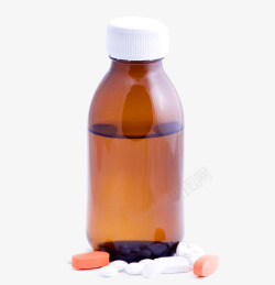 化学药剂药片和药瓶高清图片